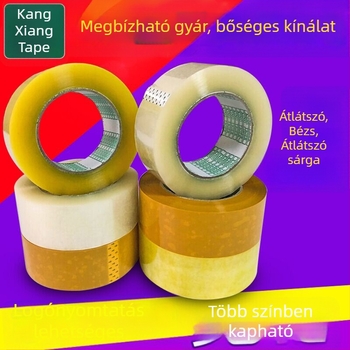 Egyedi nagy átlátszó csomagoló ragasztószalag, széles záró szalag, bézs