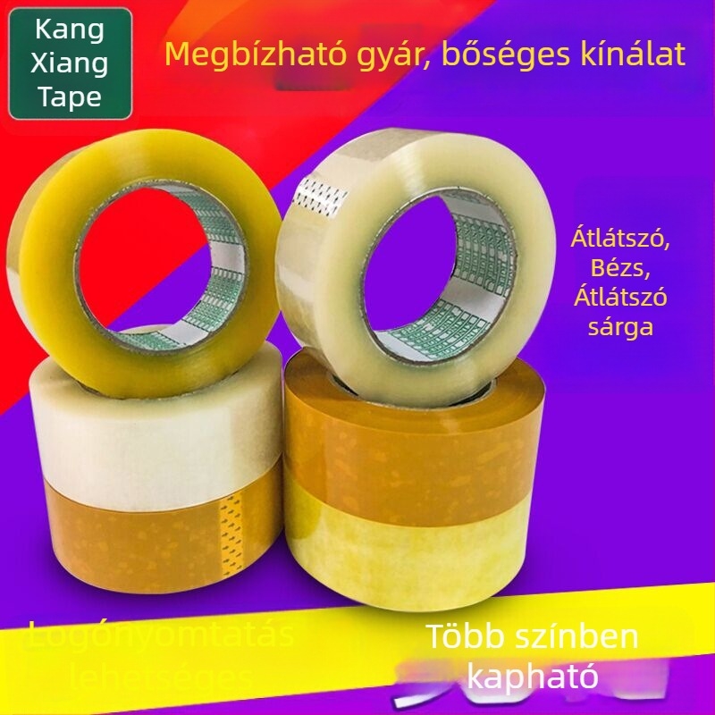 Egyedi nagy átlátszó csomagoló ragasztószalag, széles záró szalag, bézs
