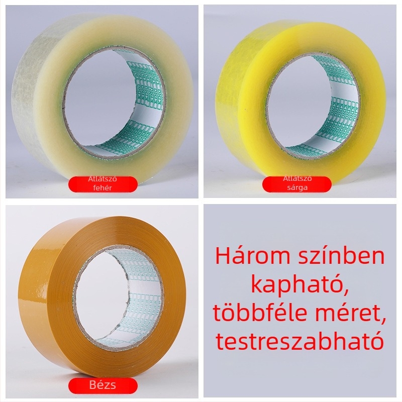 Egyedi nagy átlátszó csomagoló ragasztószalag, széles záró szalag, bézs