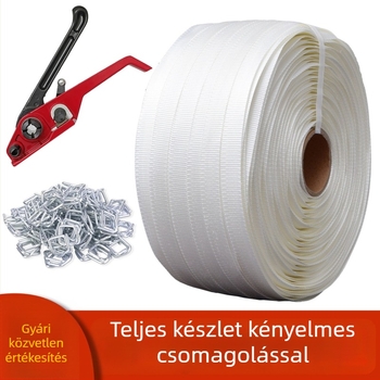Puhán szövött poliészter csomagoló heveder, 32 mm, egyszer használatos rögzítő szalag