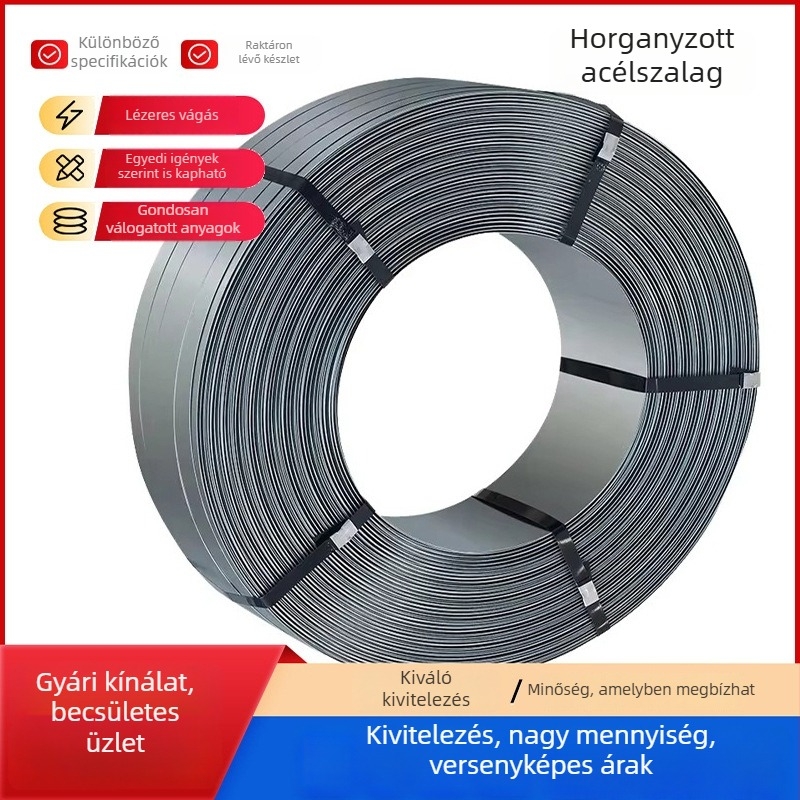Huili márkájú galvanizált acél csomagoló szalag, forró-dip galvanizált, korrózióálló, szélesség 16–32 mm