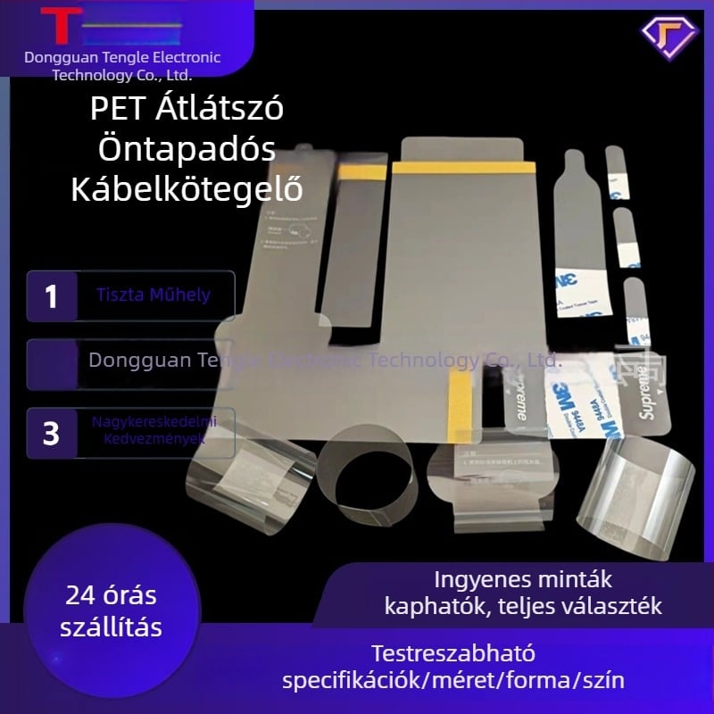 Átlátszó PET kábelkötegek adatkábellel, nagy tapadással, OPP önöntapadós kivágott szalaggal és nyomtatható szöveggel