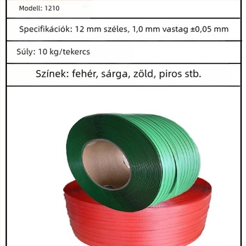 PP csomagoló szalag, fehér, 5 mm széles, 0,6 mm vastag, forró olvasztó ragasztó, ipari kategória