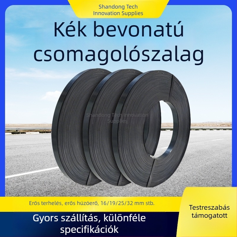 Kék lakkozott vaslemez csomagoló szalagok, szélesség 16/19/25/32 mm, nehéz teherbírású fémtermékek kötöző szalagjai