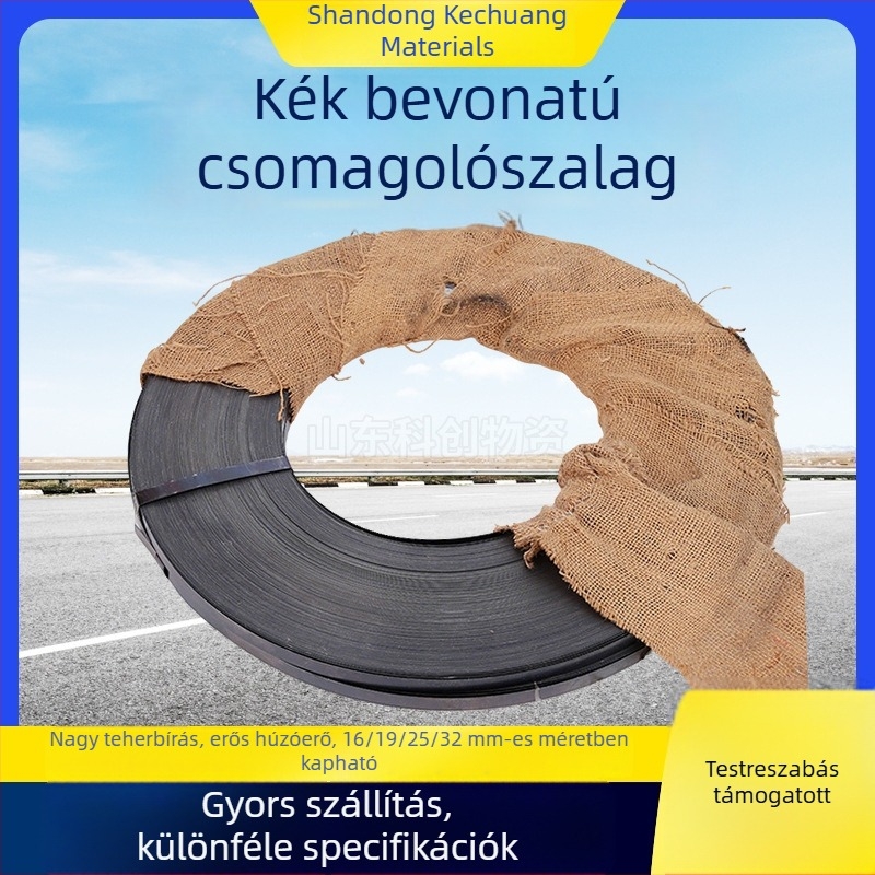 Kék lakkozott vaslemez csomagoló szalagok, szélesség 16/19/25/32 mm, nehéz teherbírású fémtermékek kötöző szalagjai