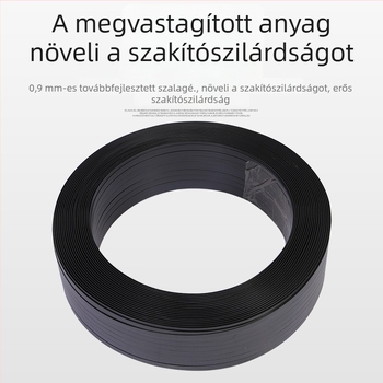 Fekete műanyag-vas csomagoló szalag, szőtt, hőre olvadó ragasztócsík