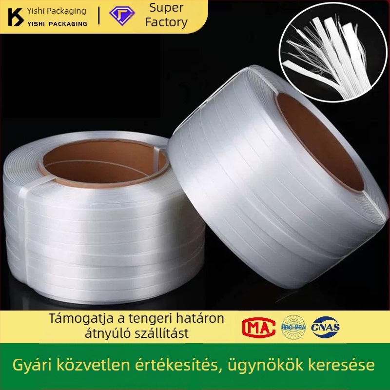 Poliészter rostból készült csomagoló szalag, 35 mm széles, 10 kg húzószilárdság, nehéz csomagoláshoz