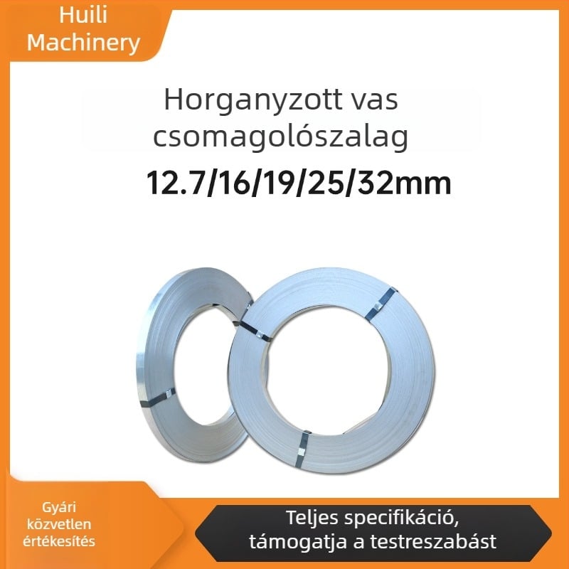 Forró galvanizált acél szalag nehéz teherbírású csomagoláshoz, korrózióálló, 16/19/32 mm, 420 MPa szakítószilárdság