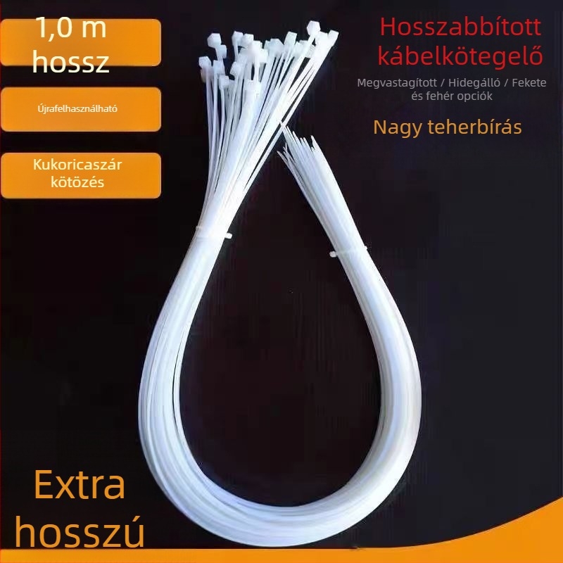 Nylon kábelkötegelők, önzáró, hidegálló, szélesített, vastagabb és hosszabbított kivitelben, 8/9/12, fekete