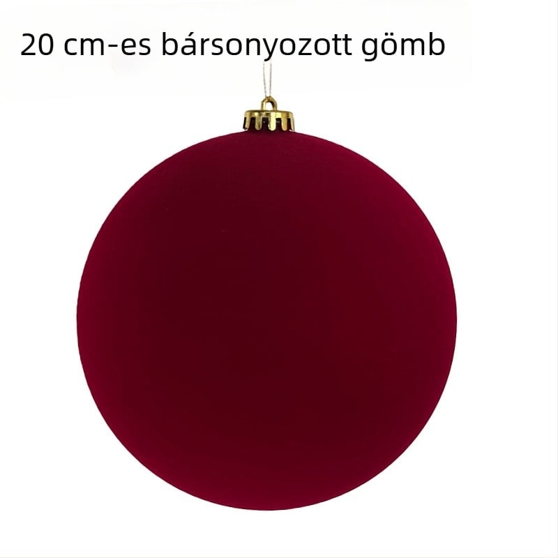 20 cm flockált gömb burgund színű ünnepi dekoráció – esküvőkre, új évre és karácsonyra