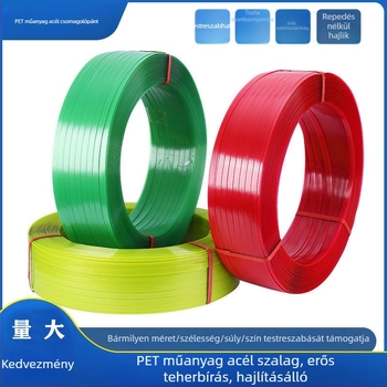 PET műanyag-vas kötöző szalag nehéz teherhez, zöld relief felülettel, palettákhoz és kartondobozokhoz
