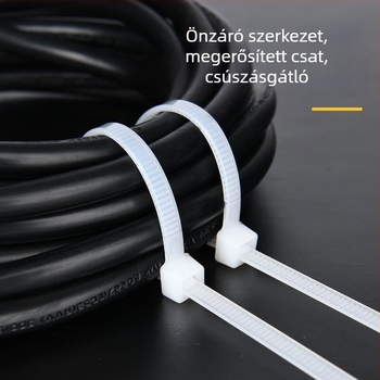 Deli önzáró nylon kábelkötöző DL9446, fehér/fekete