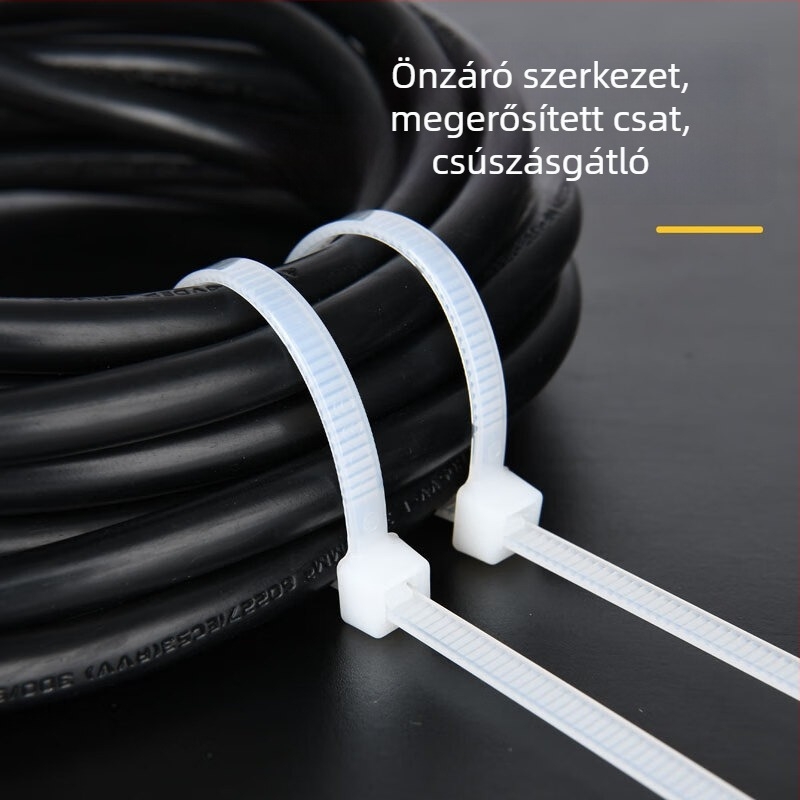 Deli önzáró nylon kábelkötöző DL9446, fehér/fekete