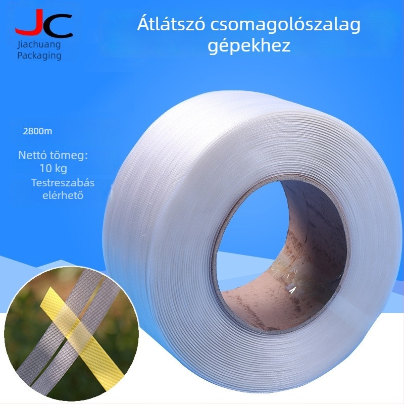 Átlátszó PP csomagoló szalag automata csomagológéphez, 3000 m, 11 mm szélesség, 0,65 mm vastagság, forróolvasztó szalag