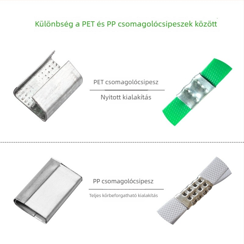 PET műanyag-vas heveder csat, kézi csat, modell 1608, vasból készült csat, kötőöv, kézi csomagoló csat, alumíniumgalvánizált