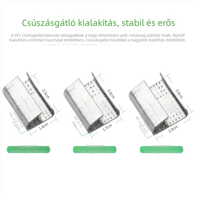 PET műanyag-vas heveder csat, kézi csat, modell 1608, vasból készült csat, kötőöv, kézi csomagoló csat, alumíniumgalvánizált