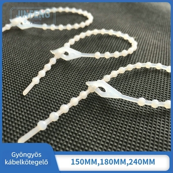 Golden Phoenix Nylon kábelkötő köteg, gyöngy‑lyuk alakú, 150 mm hosszú, 3 mm széles, Nylon 66