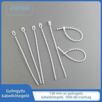 Golden Phoenix Nylon kábelkötő köteg, gyöngy‑lyuk alakú, 150 mm hosszú, 3 mm széles, Nylon 66