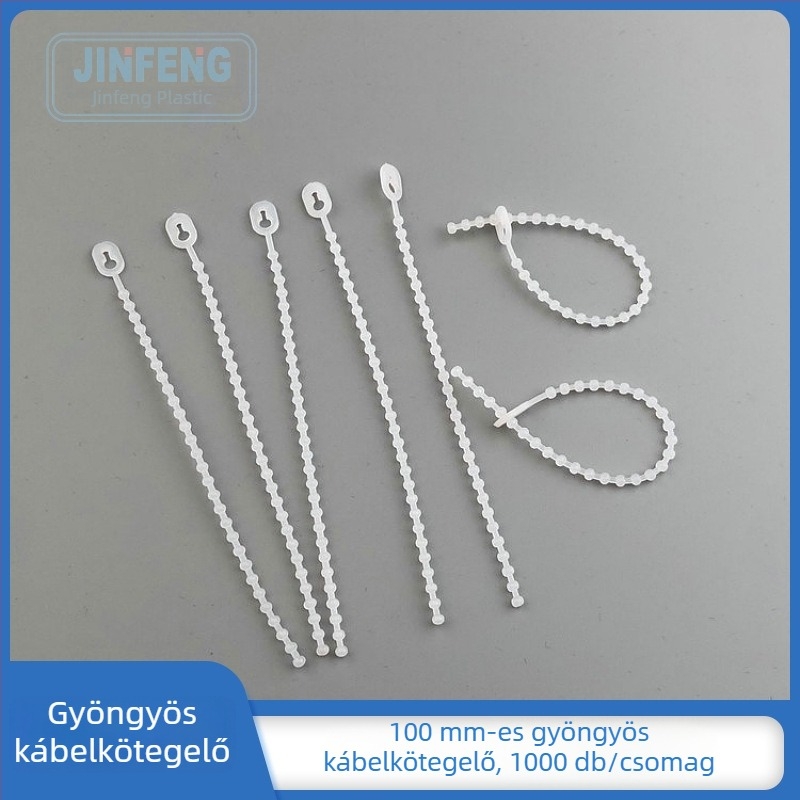 Golden Phoenix Nylon kábelkötő köteg, gyöngy‑lyuk alakú, 150 mm hosszú, 3 mm széles, Nylon 66