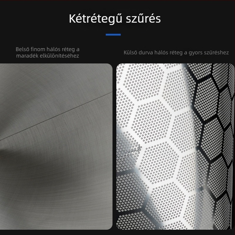 Rozsdamentes acélból készült nagy teafilter tej-teához és szójatejhez, konikus, 304, kettős fogantyú
