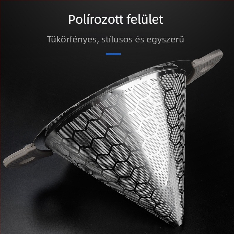 Rozsdamentes acélból készült nagy teafilter tej-teához és szójatejhez, konikus, 304, kettős fogantyú
