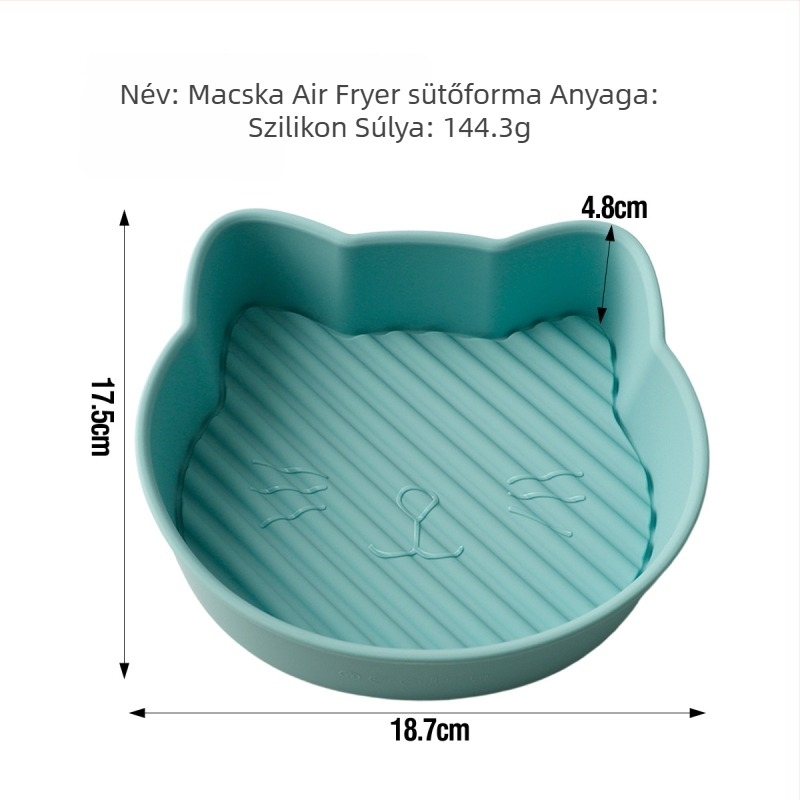 Légsütő kiegészítők: szilikon sütőtepsi, macskamintás szilikon torta forma, fedéllel ellátott többfunkciós tárolóedény