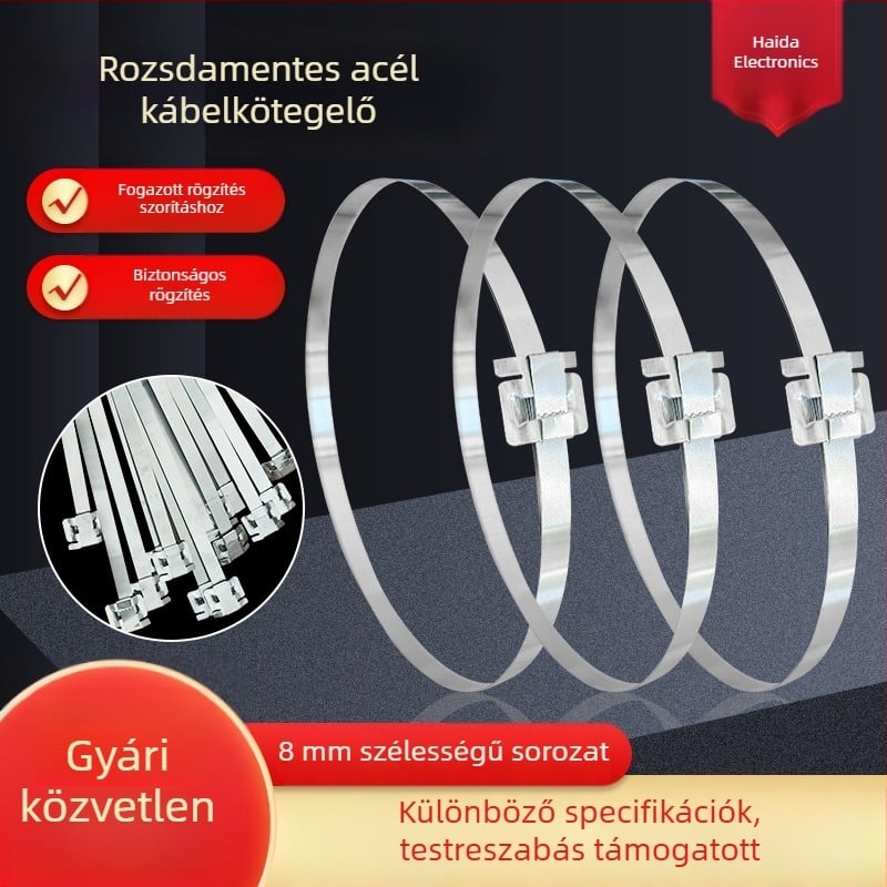 304 rozsdamentes acél önzáró kábelcsat a kábelek rögzítésére tengeri berendezéseken
