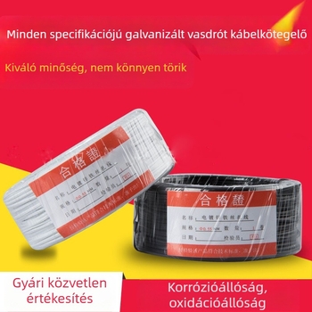 PVC-bevonat galvanizált vasdrót kötöző kábelezés, méretek 0,45–1,5 mm, fekete/fehér