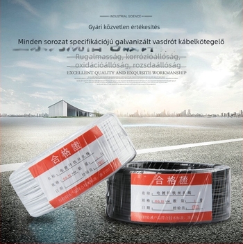 PVC-bevonat galvanizált vasdrót kötöző kábelezés, méretek 0,45–1,5 mm, fekete/fehér