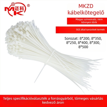 Nylon kábelkötegelők, önzáró, 8 mm széles, hosszúságok 200/250/300/350/400/500 mm, nylon 66