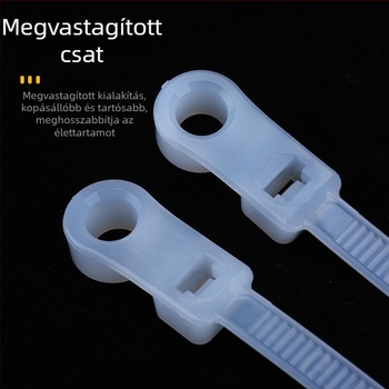 Önzáró kábelkötő szalagok rögzített fejjel, csavar- és körlyukakkal, méretek 4x150 és 5x200