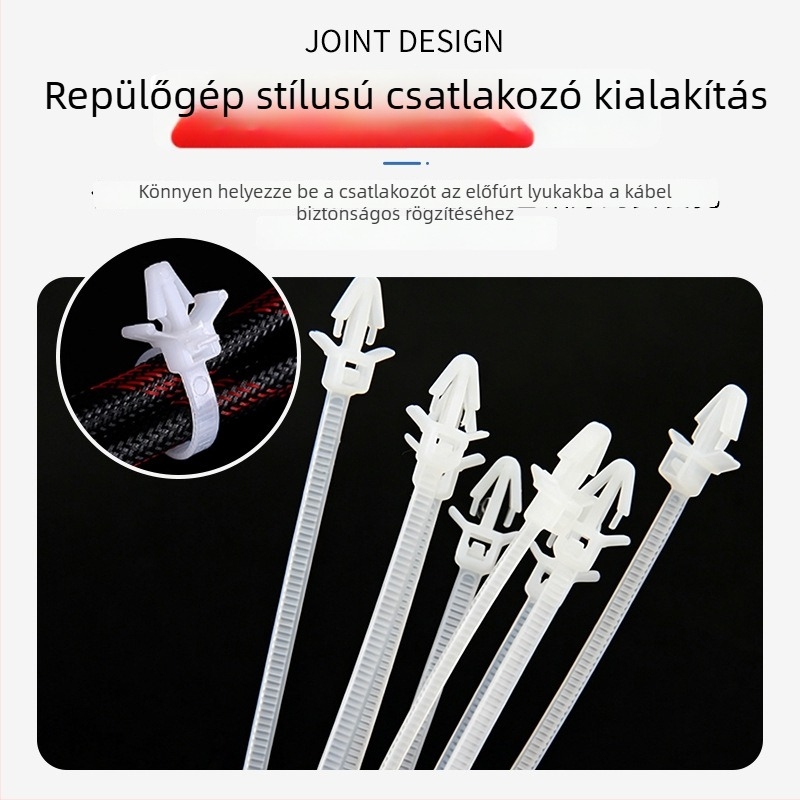Zárható kábelkötezők nyílhegy fejjel, nylon kötözőszalagok, oldalsó szárnyas autóipari kötők