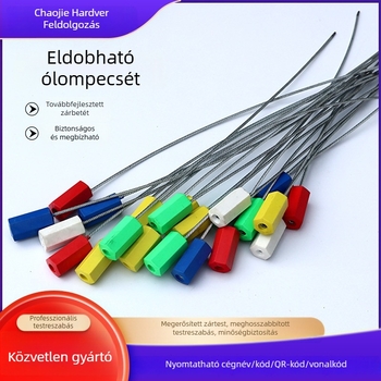 Egyszer használatos acéldrót pecsét szorító mechanizmussal, logisztikai konténerekhez és tankautókhoz