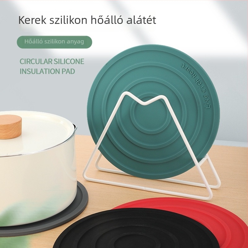 Skandináv stílusú kerek szilikon hőszigetelő alátét casserolákhoz – égés elleni védelem, csúszásmentes asztalhoz