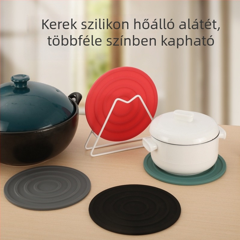 Skandináv stílusú kerek szilikon hőszigetelő alátét casserolákhoz – égés elleni védelem, csúszásmentes asztalhoz