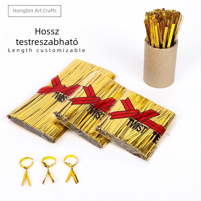 DIY élelmiszer ajándékcsomagoláshoz készült fém kötöző szalagok, színes kötőszalagok virágcsomagoláshoz, 15 cm