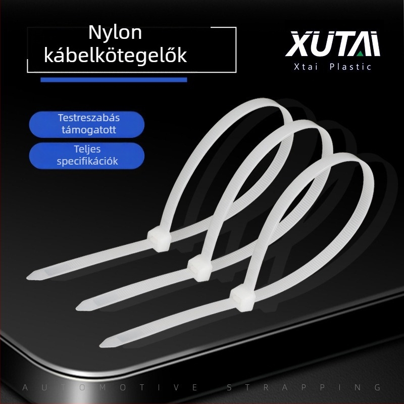 Fehér nylon kábelkötegek, kis méretű, 3×100 mm, kültéri használatra, önzáró