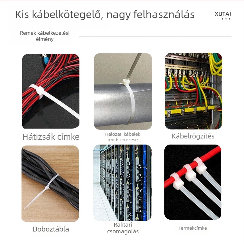 Fehér nylon kábelkötegek, kis méretű, 3×100 mm, kültéri használatra, önzáró