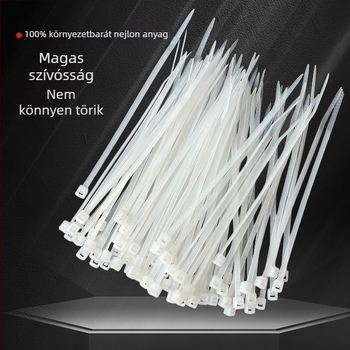 Fehér nylon önzáró kábelköteg, 3×150 mm, szélesség 2,5 mm, kábelek rendezésére