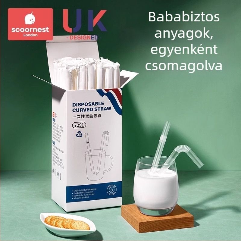 Kechao egyszer használatos szívószálak, egyenként csomagolva, terhes nőknek, gyerekeknek és csecsemőknek; alkalmas tej-tea és leves ivására; hajlítható vékony és vastag változatok.