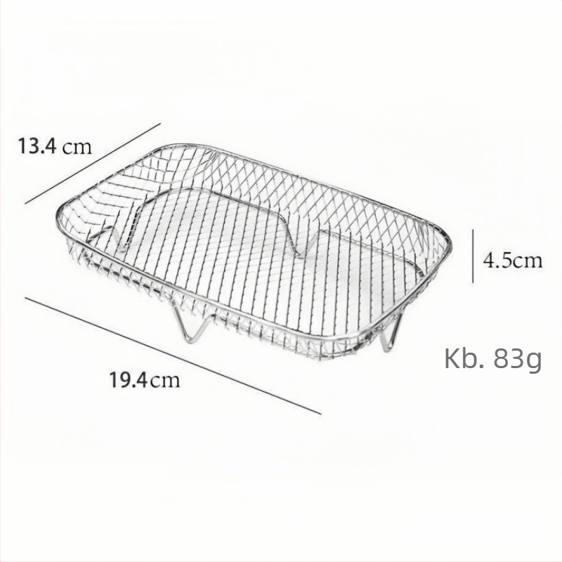 304 rozsdamentes acélból készült légsütő grill- és dehidratáló rács, háromszintes, négyzetes háló