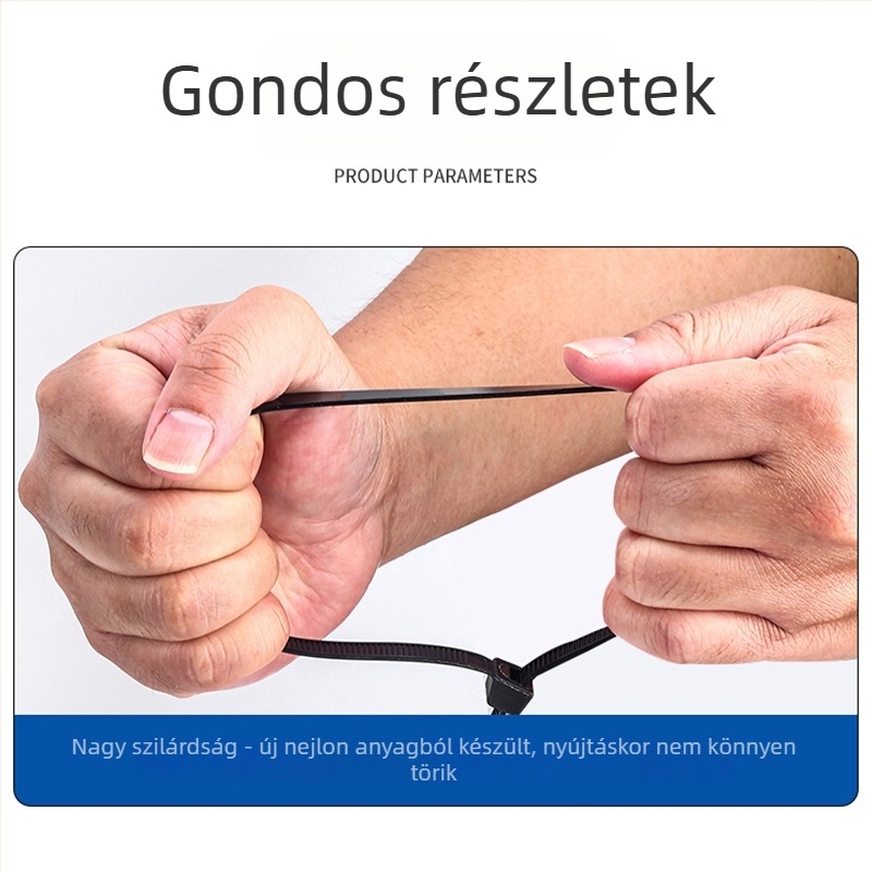 Önzáró nylon kábelkötegelők, fekete-fehér, 7,6 mm × 300 mm
