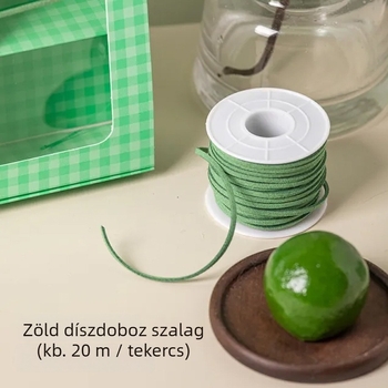 20 m zöld bársony kötél, 3 mm, kétoldalas, DIY ékszerekhez és csomagolás dekorációhoz.