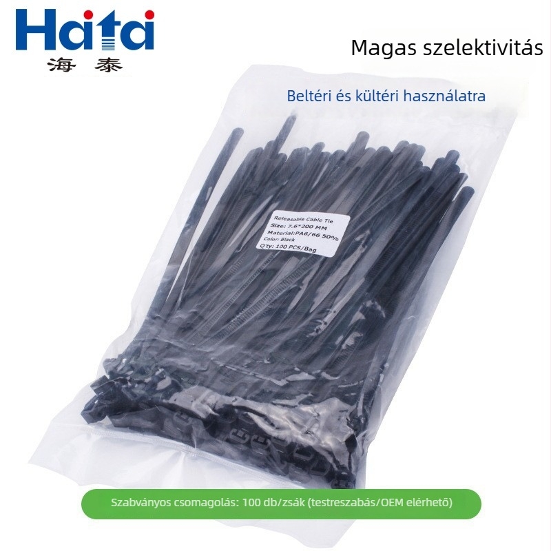Lapos cédrus alakú autóipari kábelköteg, 5,0×153 mm, tartós nylon, önzáró csatoló