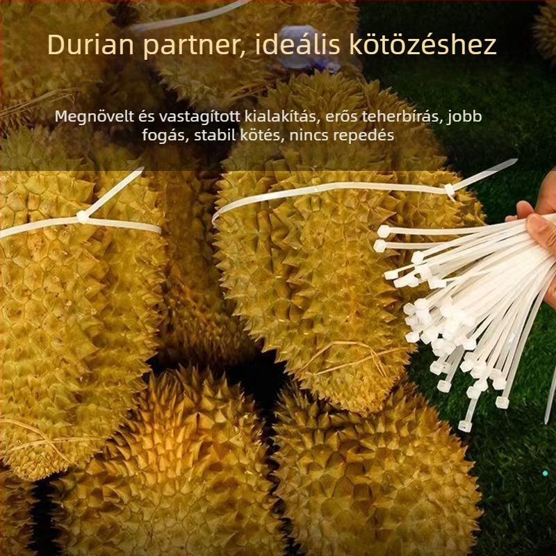 Durian kötőszalagok, hosszabbított nylon kötőszalagok önzáró zárómechanizmussal, 0.5 mm, nylon 66, növénykötözéshez