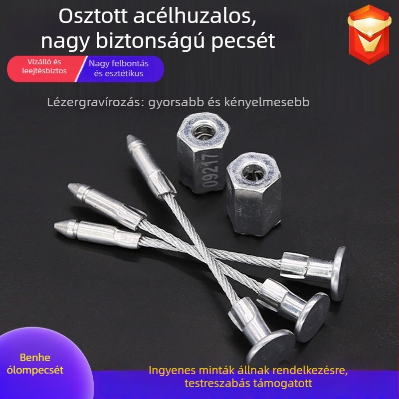 Egyszer használatos lopás elleni biztonsági pecsét konténerekhez és teherszállító teherautókhoz — osztható acélsodronnyal, magas biztonságú pecsét