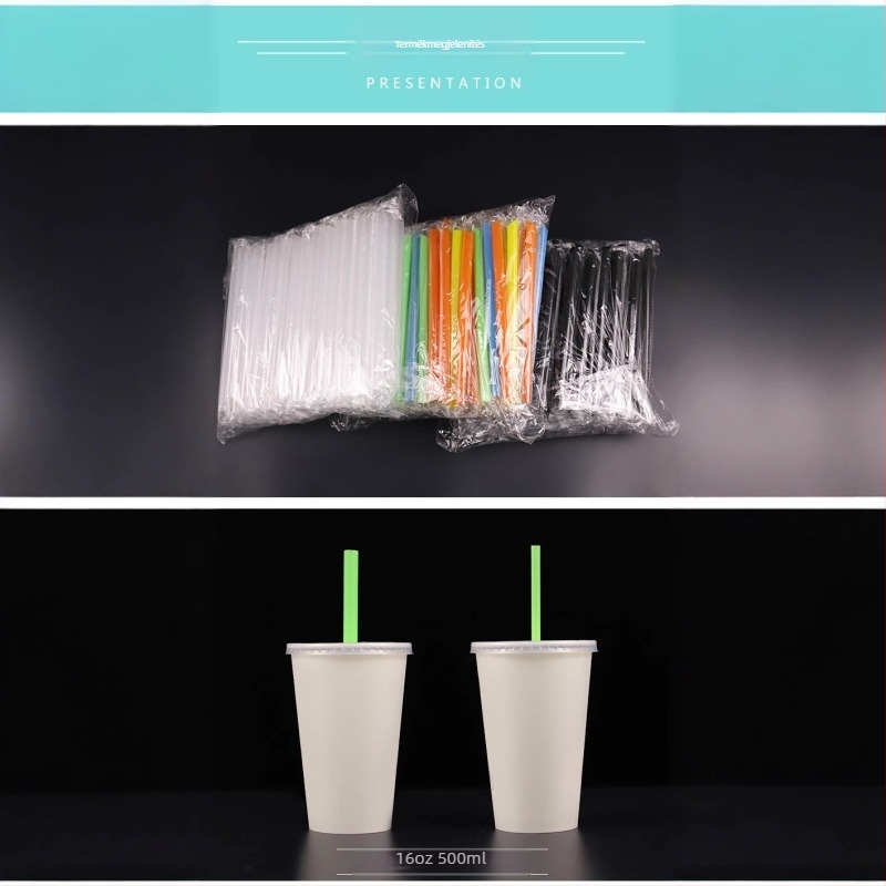 Egyszer használatos, egyedi csomagolású gyümölcslé szívószálak, vékonyak, 15 cm, 19 cm, 21 cm és 23 cm hosszúak, átlátszóak, Bubble Tea italokhoz