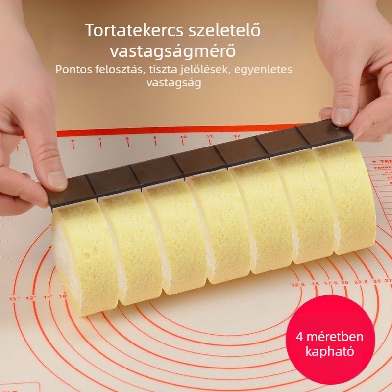 Torta tekercs mérő és egyenletes szeletelő eszköz sütéshez