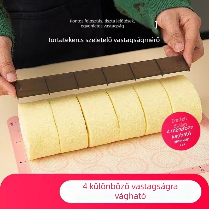 Torta tekercs mérő és egyenletes szeletelő eszköz sütéshez