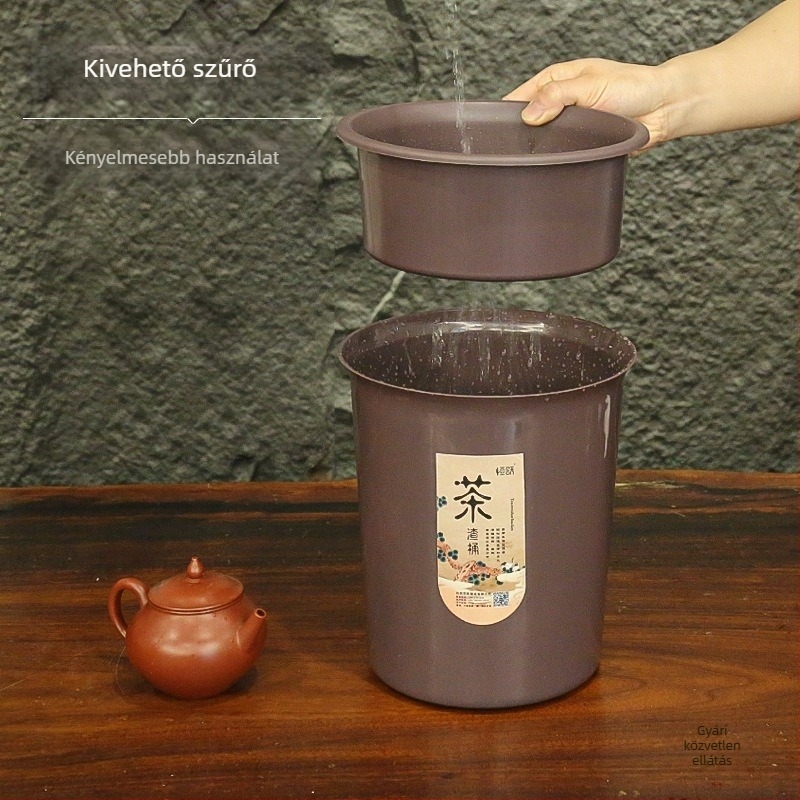 Tea-hulladék szemetes szűrőhálóval, száraz–nedves elkülönítés, kis méretű konyhai szemetes